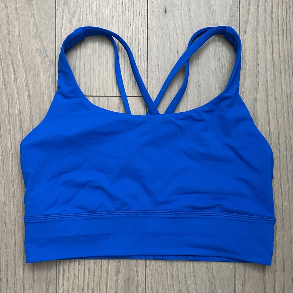 Lululemon Athletica Blue Energy Longline Sports Bra Sz 8